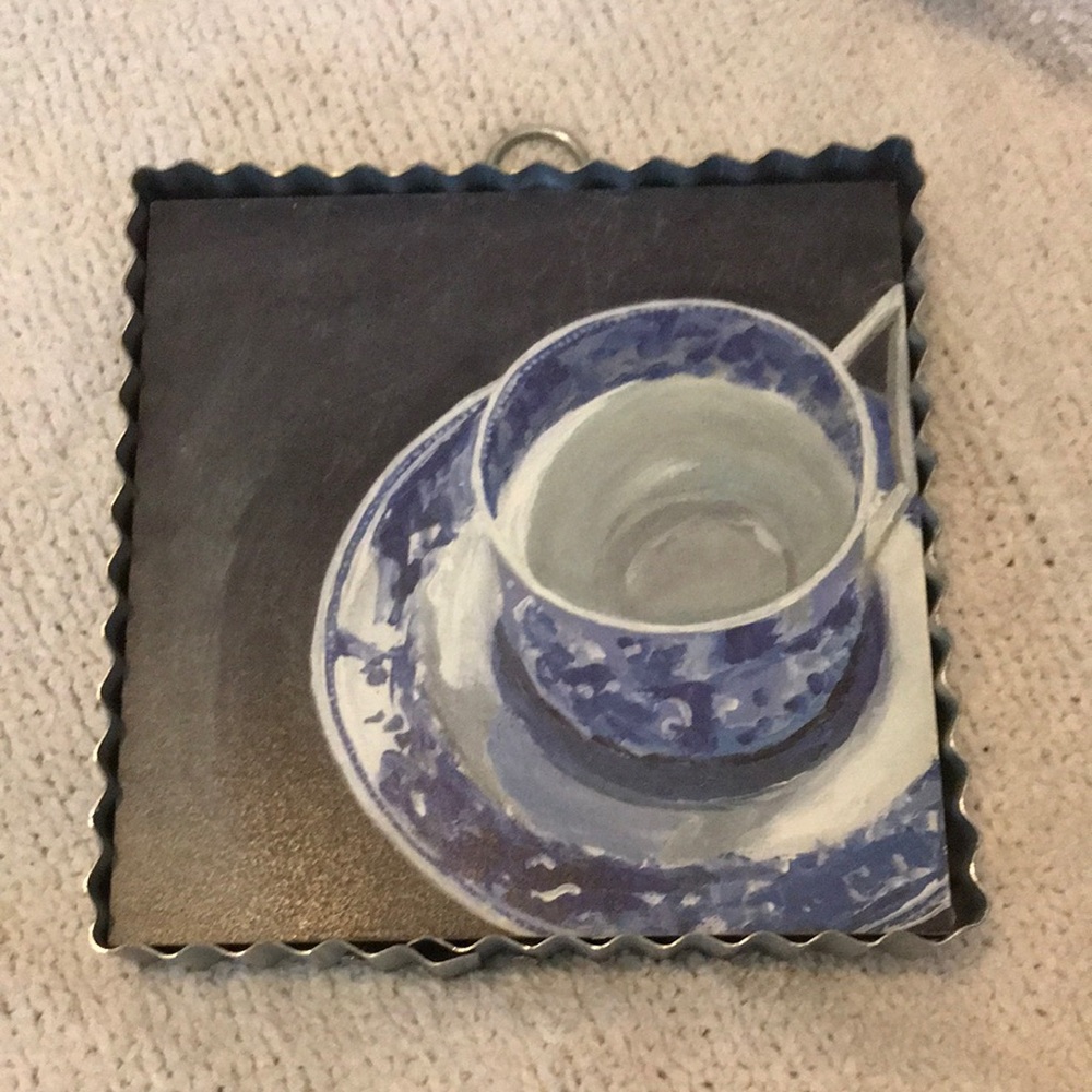 Blue Teacup Wall Art Painting - Home Art